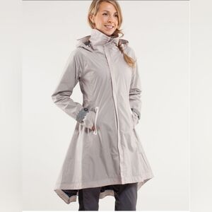 lululemon athletica Pink and Purple Trench Coat with Hood and Drawstring Waist